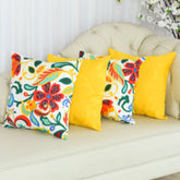 Conheça a Kit 4 Capas De Almofadas Jacquard Premium - Jardim Colorido com entrega mais rápida do Brasil